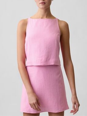BNWT gap linen blend apron top + skirt - set - pink - Size XS